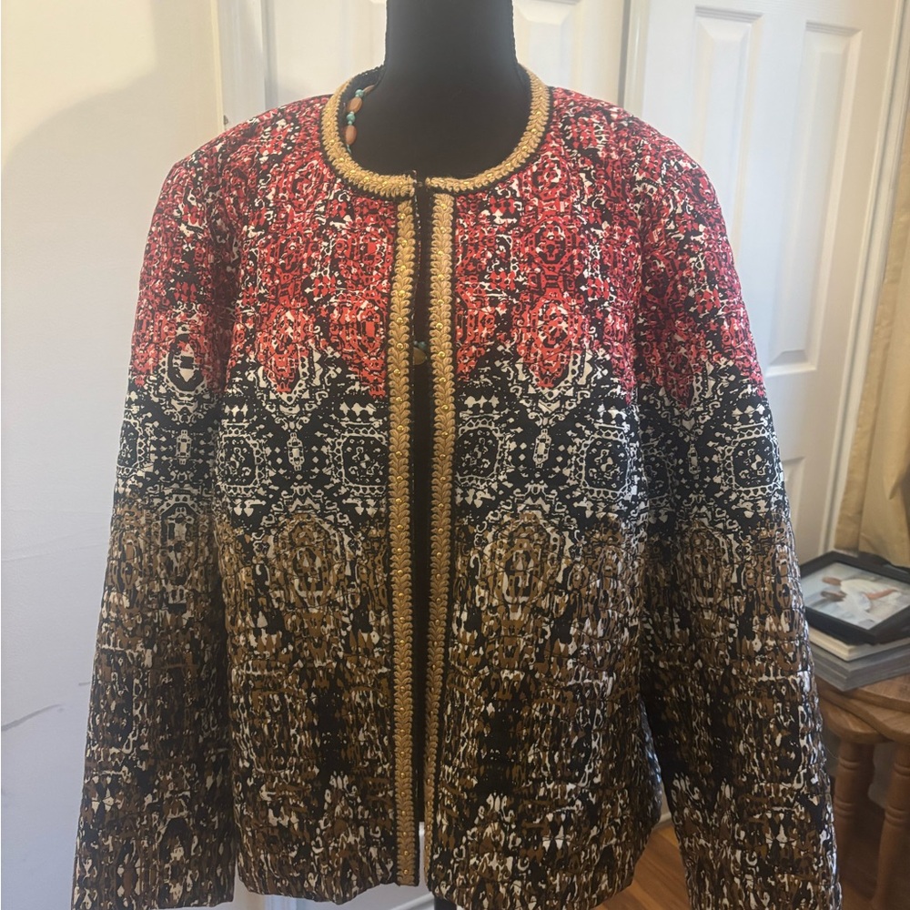 Embellished Collar Ruby Red Open Front Cardigan
Blazer
Women’s Size 20W